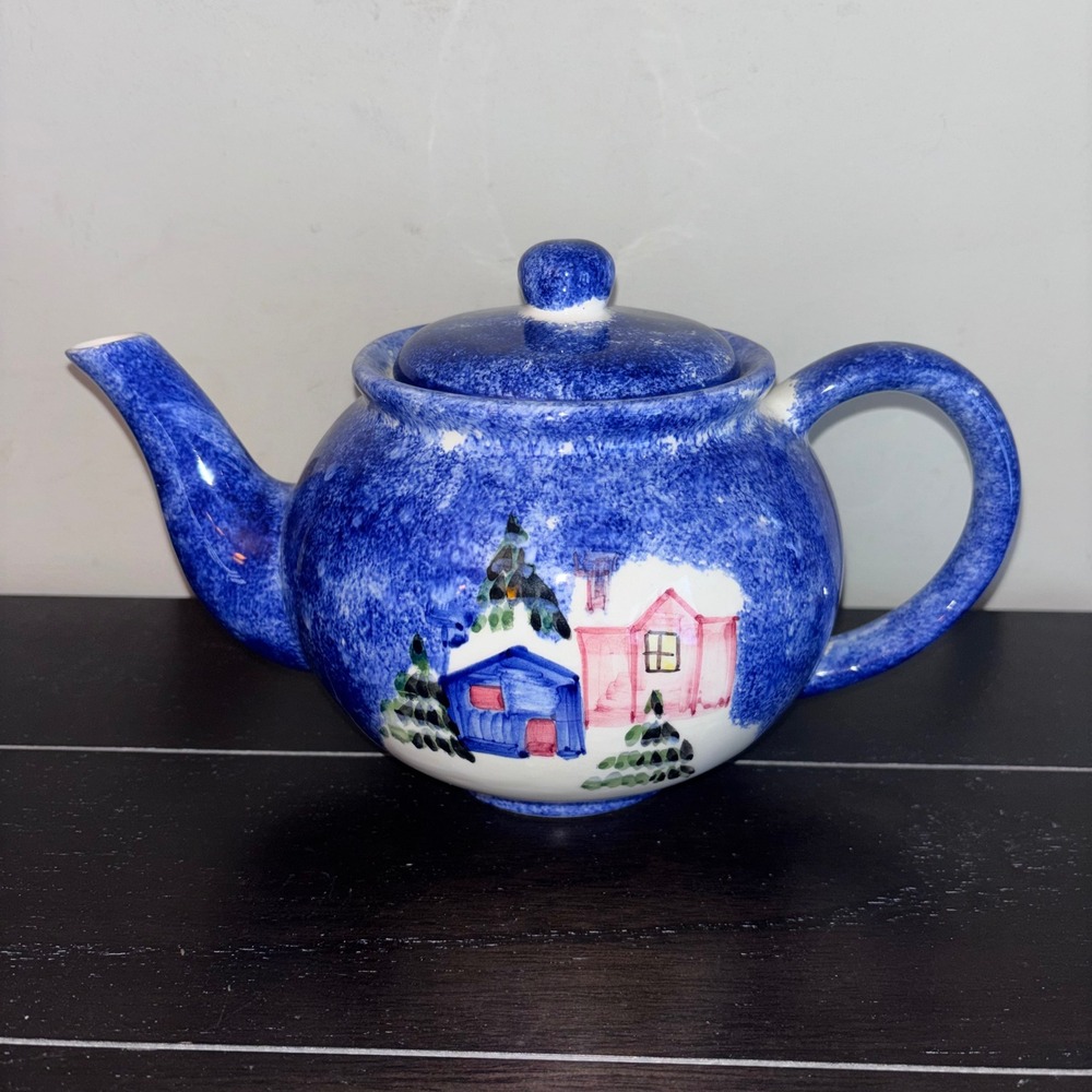 Vintage‎ Marketplace Made in Italy 1993 | Holiday Themed Christmas Cabin Teapot